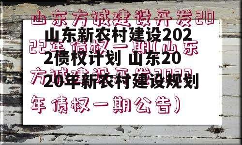 山东新农村建设2022债权计划 山东2020年新农村建设规划