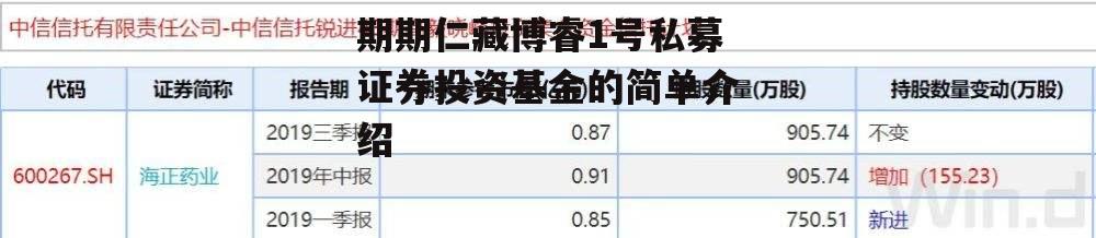 期期仁藏博睿1号私募证券投资基金的简单介绍