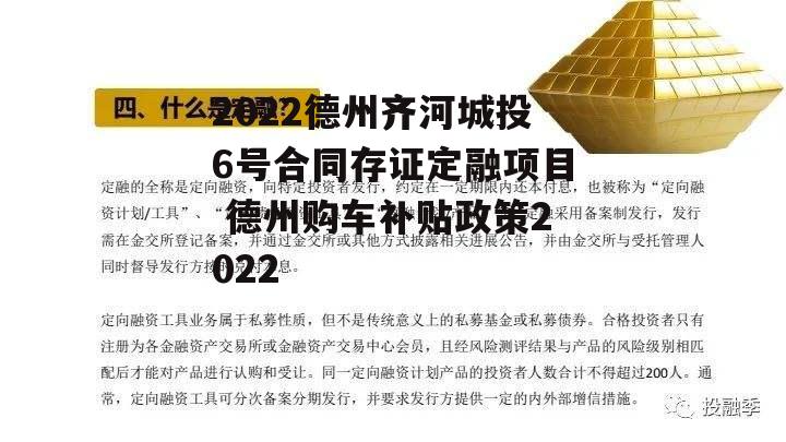 2022德州齐河城投6号合同存证定融项目 德州购车补贴政策2022