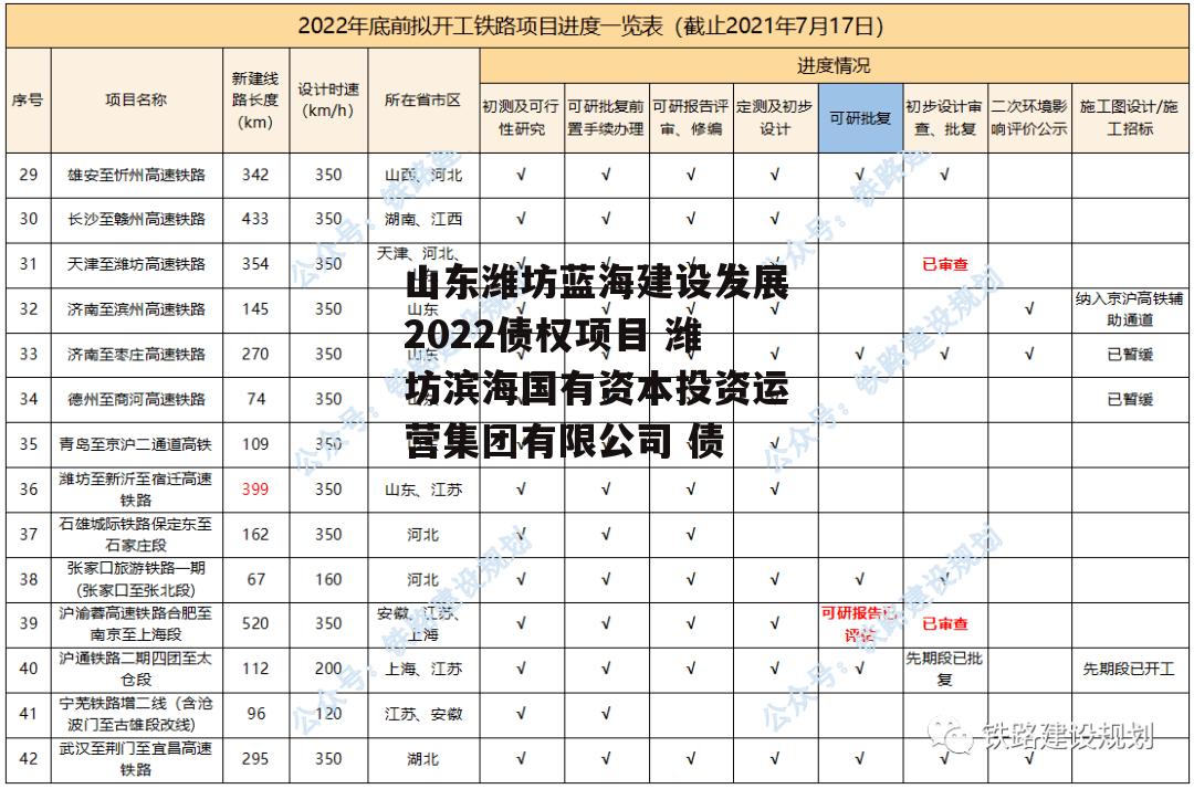 山东潍坊蓝海建设发展2022债权项目 潍坊滨海国有资本投资运营集团有限公司 债