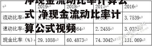 净现金流动比率计算公式 净现金流动比率计算公式视频