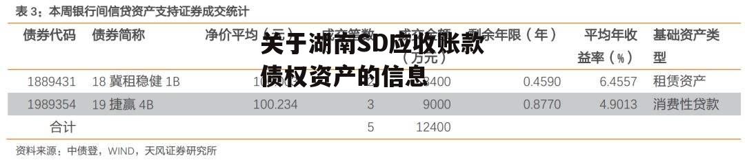 关于湖南SD应收账款债权资产的信息