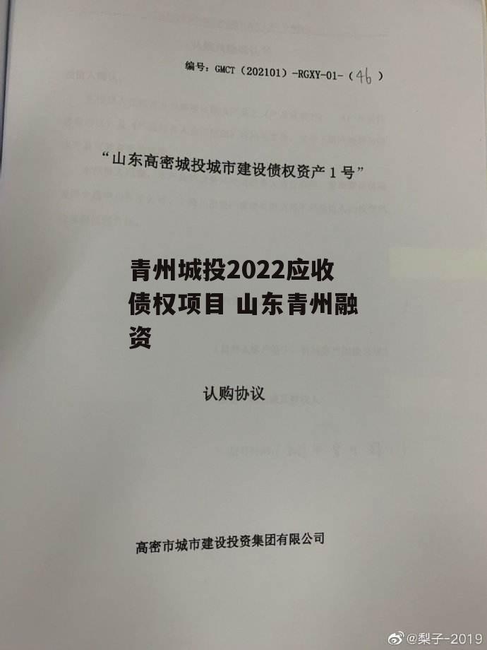 青州城投2022应收债权项目 山东青州融资