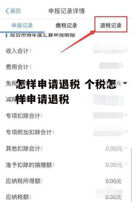 怎样申请退税 个税怎样申请退税