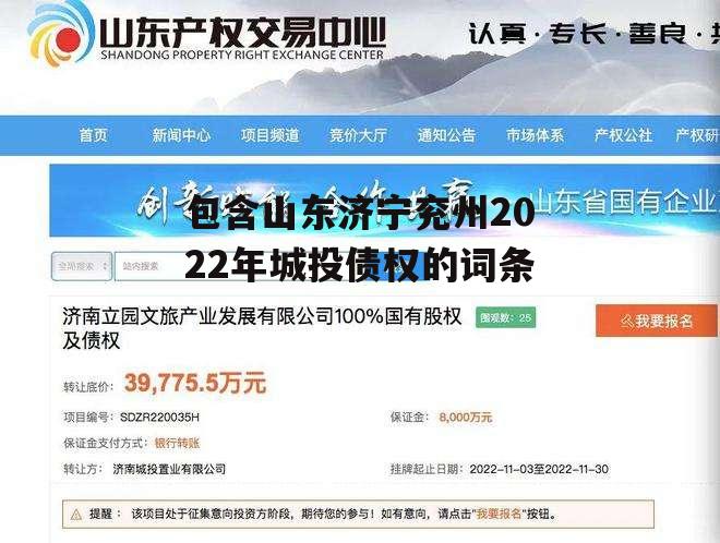 包含山东济宁兖州2022年城投债权的词条