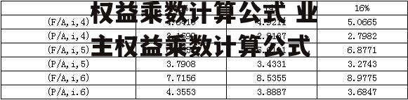 权益乘数计算公式 业主权益乘数计算公式