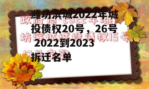 潍坊滨城2022年城投债权20号，26号 2022到2023拆迁名单