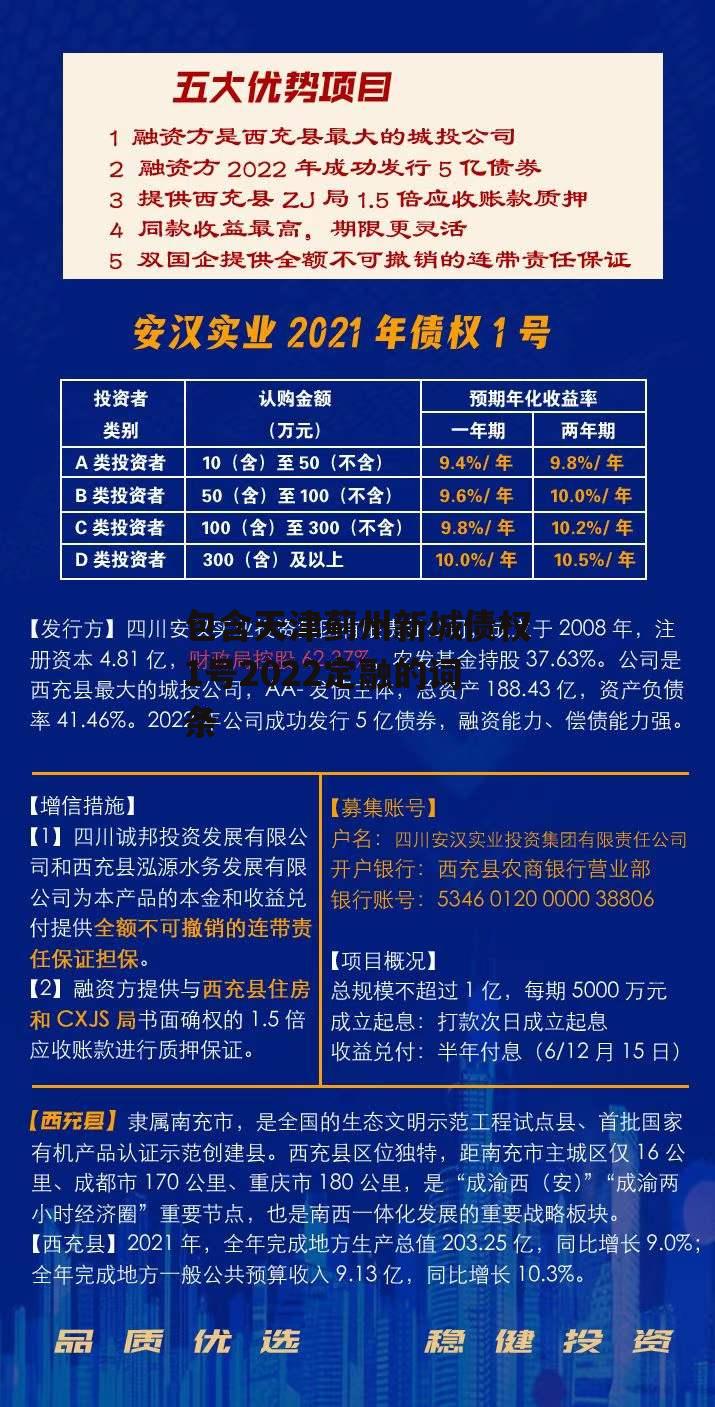 包含天津蓟州新城债权1号2022定融的词条