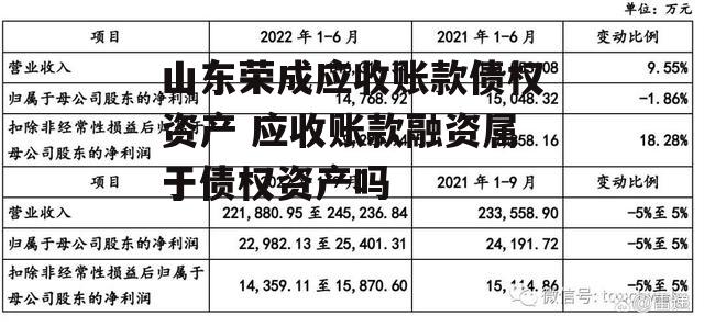 山东荣成应收账款债权资产 应收账款融资属于债权资产吗