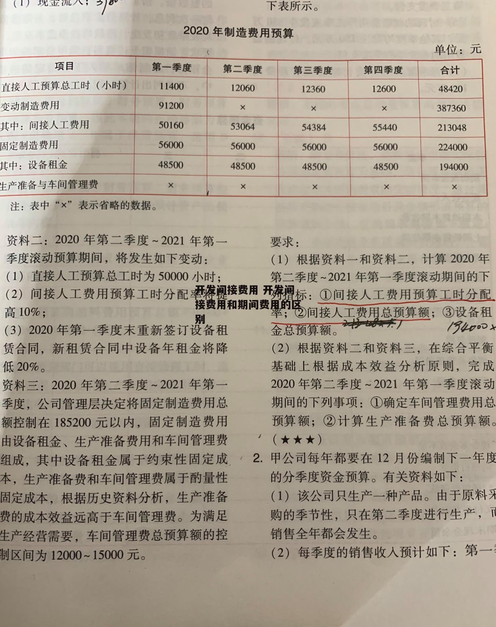 开发间接费用 开发间接费用和期间费用的区别