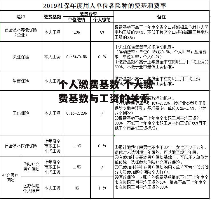 个人缴费基数 个人缴费基数与工资的关系