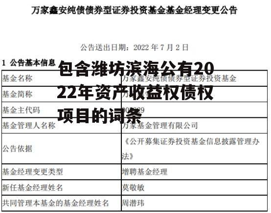 包含潍坊滨海公有2022年资产收益权债权项目的词条