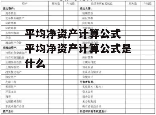 平均净资产计算公式 平均净资产计算公式是什么