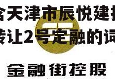 包含天津市辰悦建投债权转让2号定融的词条