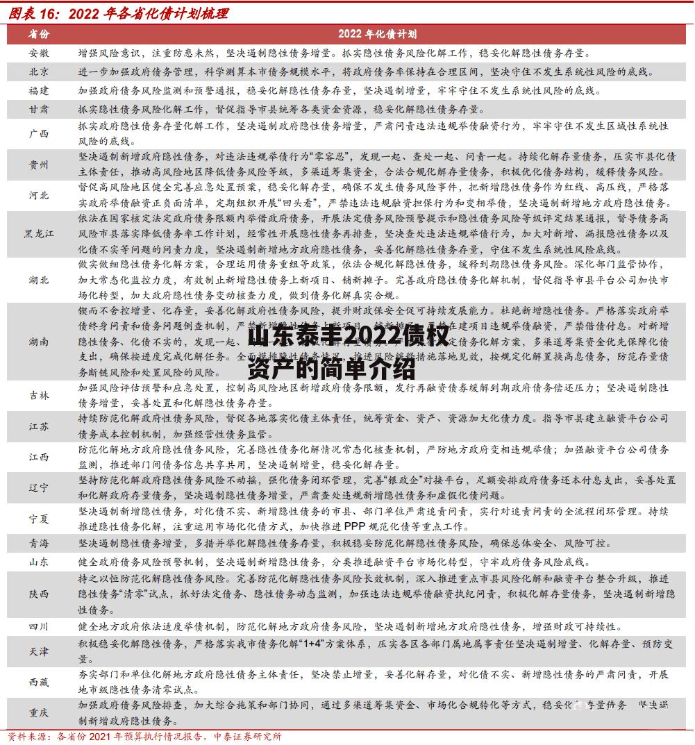 山东泰丰2022债权资产的简单介绍