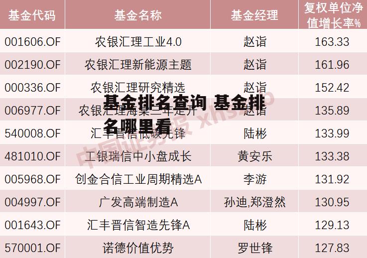 基金排名查询 基金排名哪里看