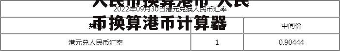 人民币换算港币 人民币换算港币计算器