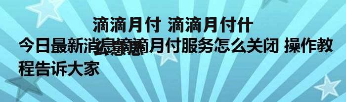 滴滴月付 滴滴月付什么意思