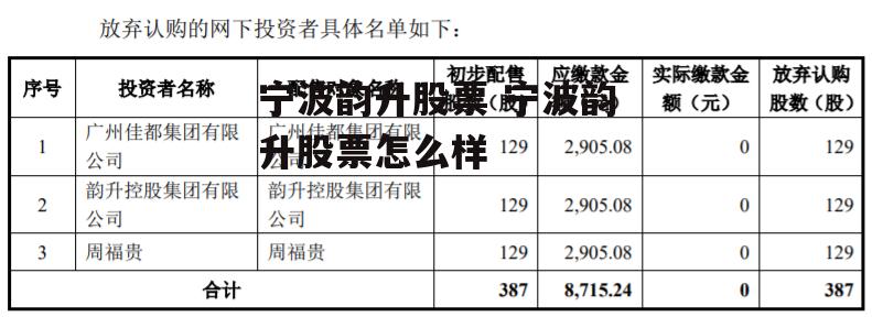 宁波韵升股票 宁波韵升股票怎么样