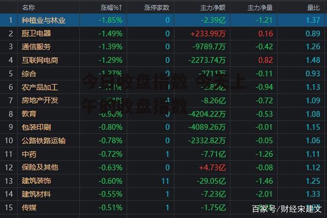 今日收盘指数 今天上午的收盘指数