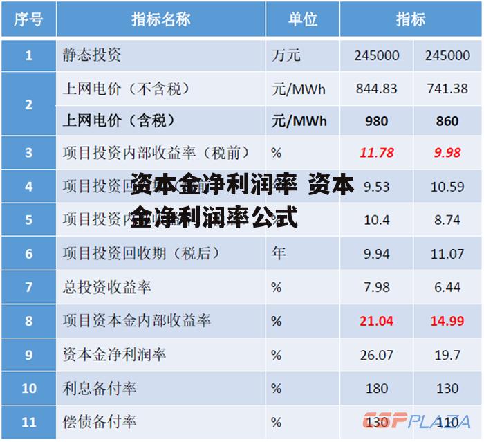 资本金净利润率 资本金净利润率公式