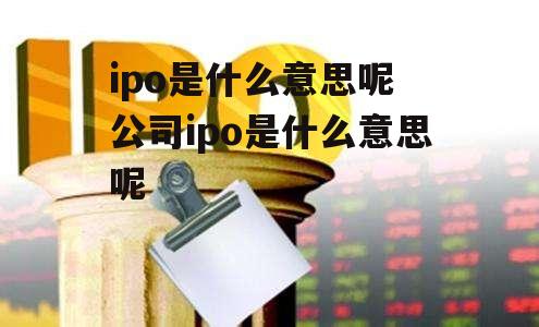 ipo是什么意思呢 公司ipo是什么意思呢