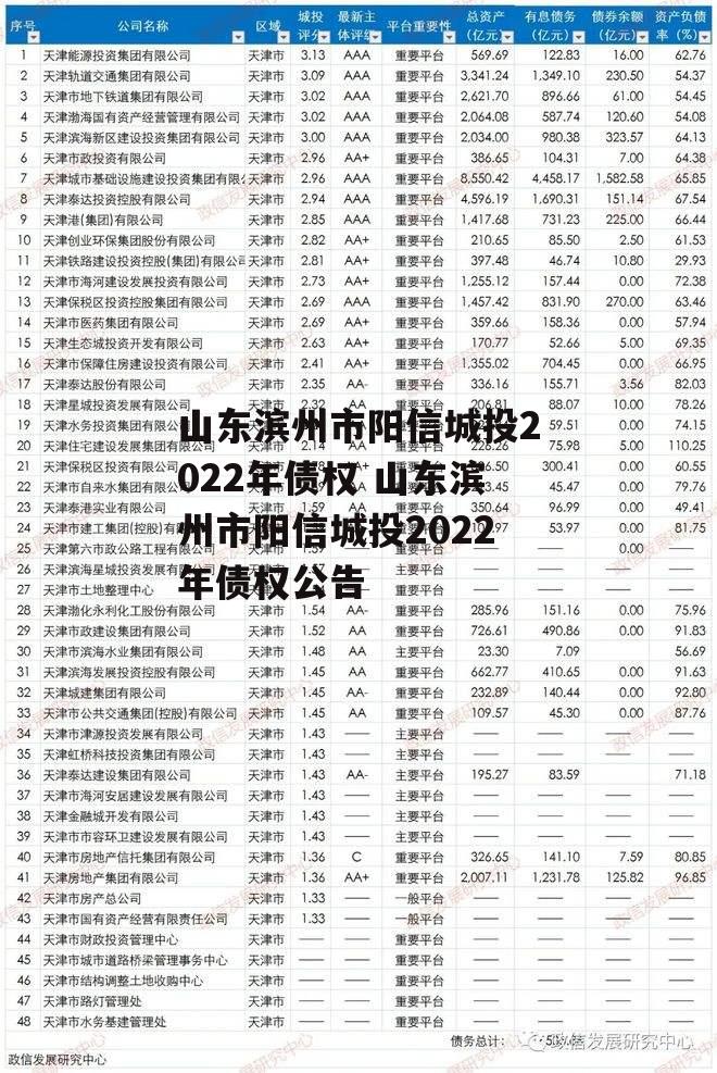 山东滨州市阳信城投2022年债权 山东滨州市阳信城投2022年债权公告