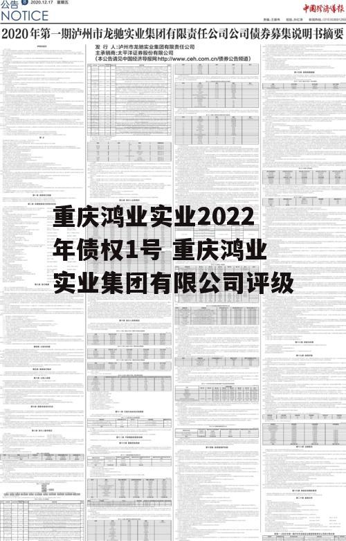 重庆鸿业实业2022年债权1号 重庆鸿业实业集团有限公司评级