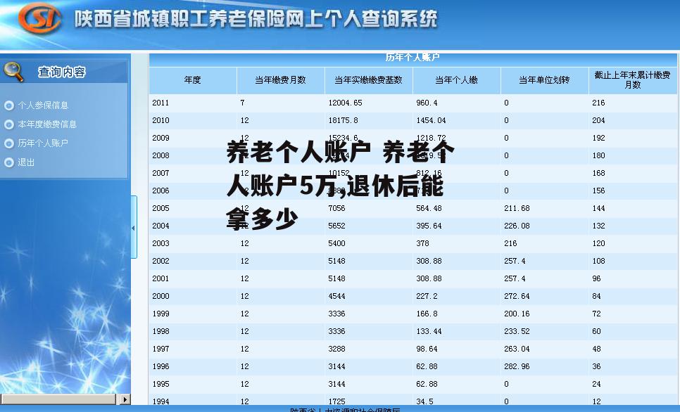 养老个人账户 养老个人账户5万,退休后能拿多少