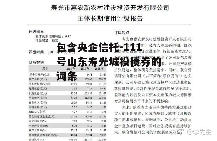 包含央企信托-111号山东寿光城投债券的词条