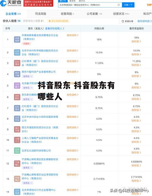 抖音股东 抖音股东有哪些人