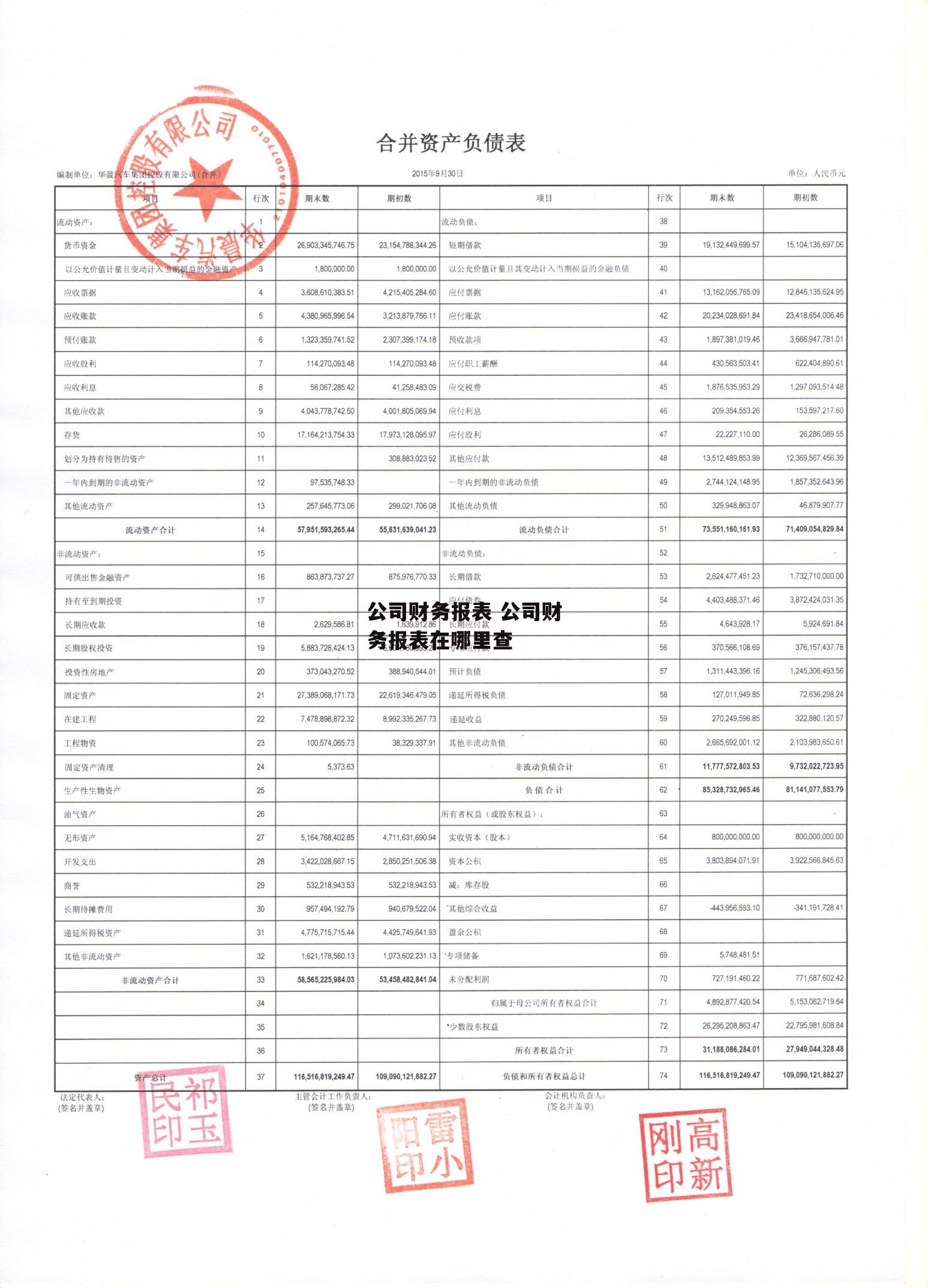 公司财务报表 公司财务报表在哪里查