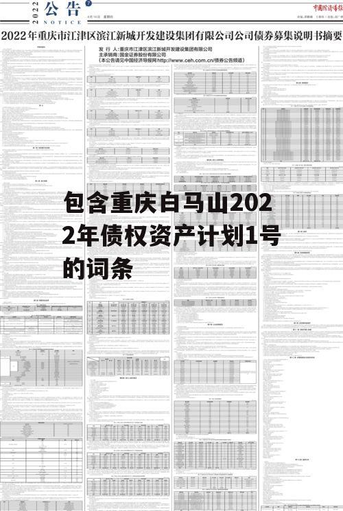 包含重庆白马山2022年债权资产计划1号的词条