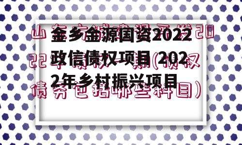 金乡金源国资2022政信债权项目 2022年乡村振兴项目