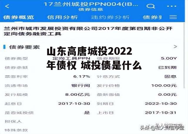 山东高唐城投2022年债权 城投债是什么