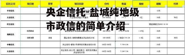 央企信托-盐城纯地级市政信的简单介绍