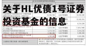 关于HL优债1号证券投资基金的信息