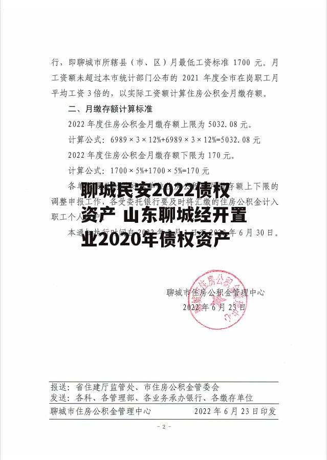 聊城民安2022债权资产 山东聊城经开置业2020年债权资产