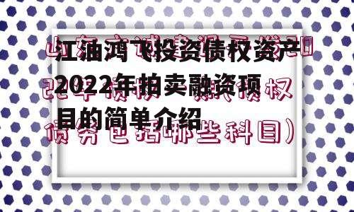 江油鸿飞投资债权资产2022年拍卖融资项目的简单介绍