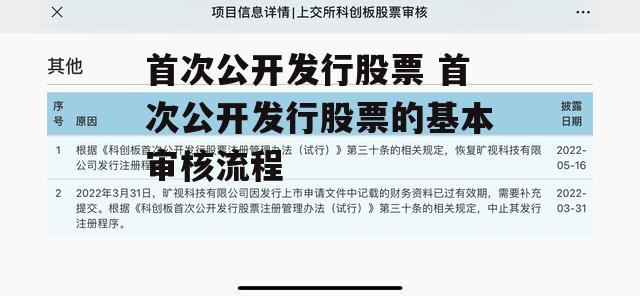 首次公开发行股票 首次公开发行股票的基本审核流程