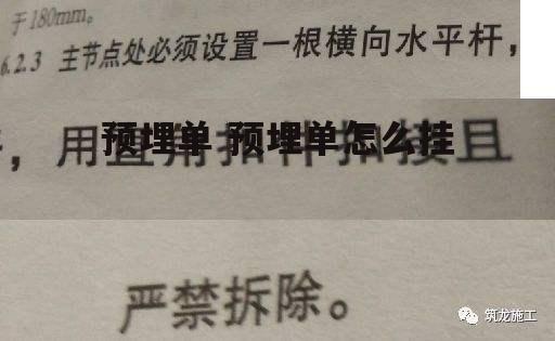 预埋单 预埋单怎么挂