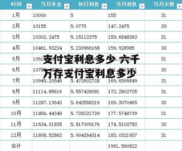 支付宝利息多少 六千万存支付宝利息多少