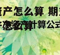 净资产怎么算 期末净资产怎么算