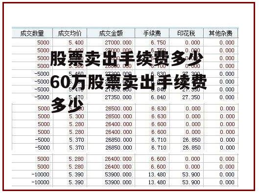 股票卖出手续费多少 60万股票卖出手续费多少