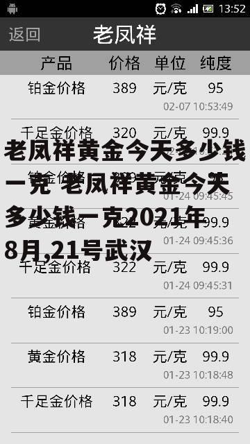 老凤祥黄金今天多少钱一克 老凤祥黄金今天多少钱一克2021年8月,21号武汉