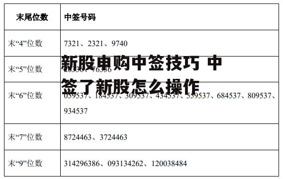 新股申购中签技巧 中签了新股怎么操作