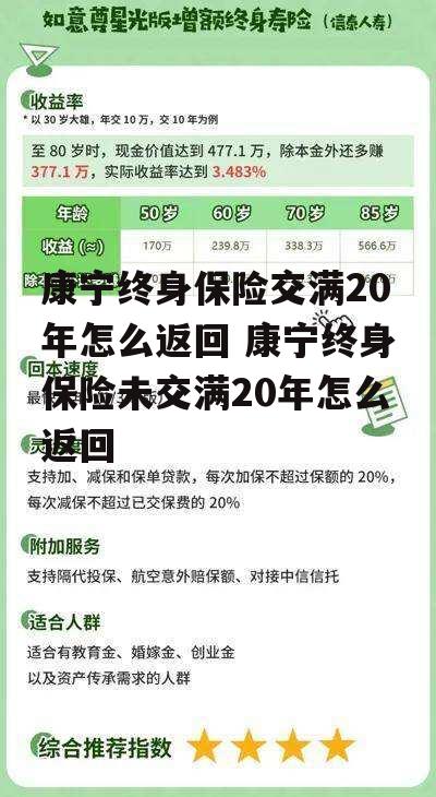 康宁终身保险交满20年怎么返回 康宁终身保险未交满20年怎么返回