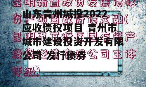 山东青州城投2022应收债权项目 青州市城市建设投资开发有限公司 发行债券