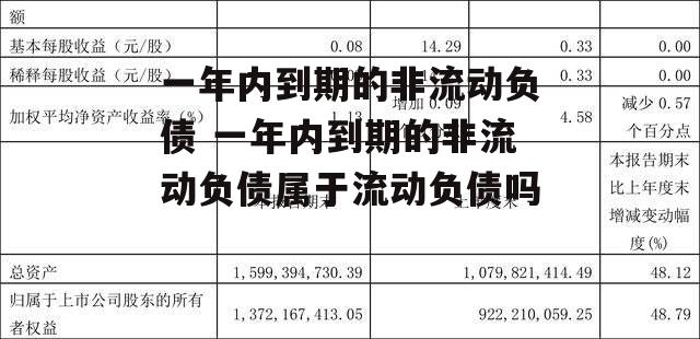 一年内到期的非流动负债 一年内到期的非流动负债属于流动负债吗