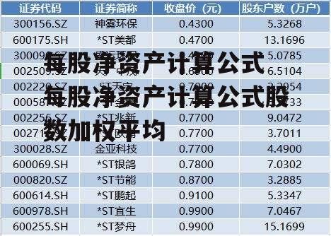 每股净资产计算公式 每股净资产计算公式股数加权平均